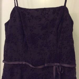 Vintage CDC Y2K dark purple cocktail dress, spaghetti straps